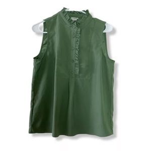 JCrew Rare Women’s Green Top Size 6 Solid Sleeveless Jewel Neck Pullover…